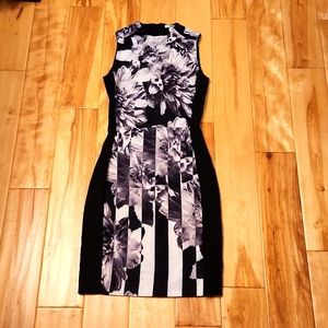 H&M black/gray/white Floral design Sheath Dress
